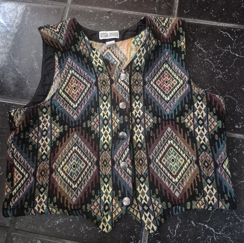 Vintage Gotcha Covered Southwestern Geometric Patterned Vest